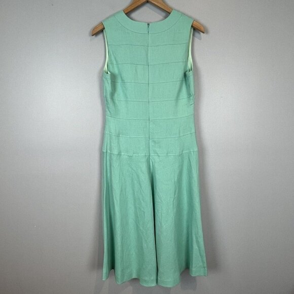 J Peterman Linen Dress Size 4 Aquamarine Green Sleeveless Midi Tea Length - Picture 7 of 7